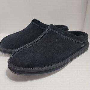 MyPillow MySlippers Men's Slip-On Black Suede Leather Slippers 4 Tier Cushion